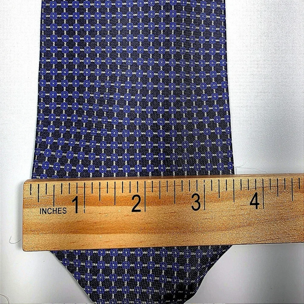 Lauren Ralph Lauren‎ Mens Silk Geometric Pattern Tie Blue White